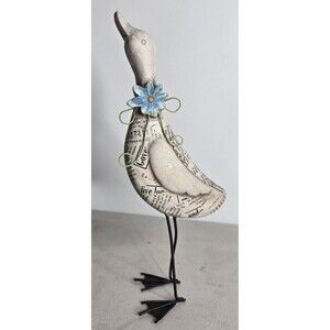 Mother Goose and Decor Papier Paper Mache Figure Collage and Metal